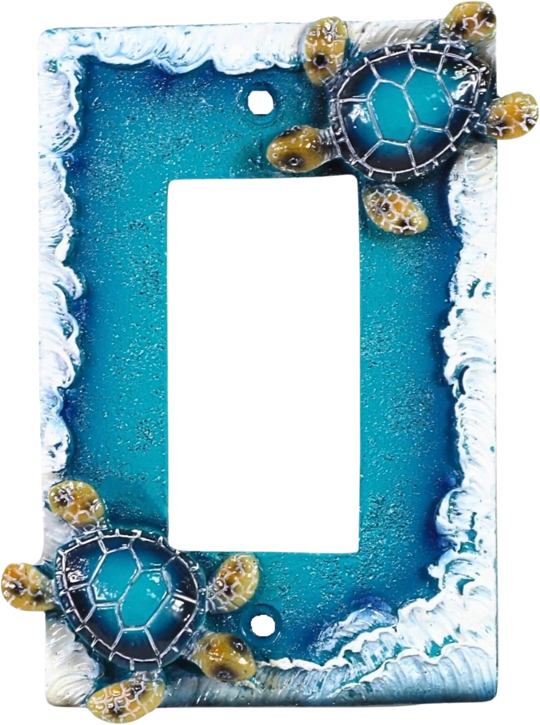 BestGiftEver Nautical Single Rocker Switch (1 Gang) Decorative Light Switch Plate Cover with Sea Turtle and Ocean Waves Design, Coastal Home Décor for Unique Lighting Accents