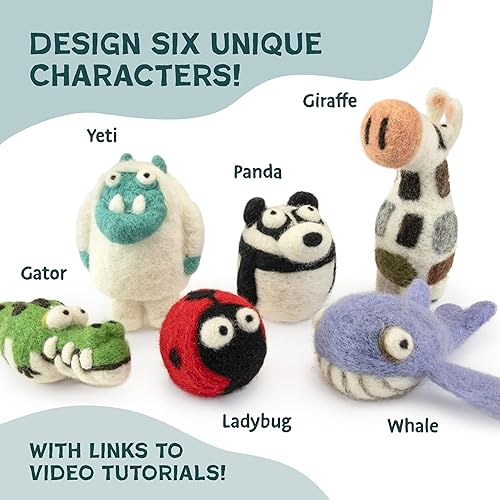 Miniatura 4 de Woolbuddy Juego de 40 colores de lana, núcleo de lana, suministros de fieltro, 4 agujas, almohadilla y guía, kit de manualidades de animales