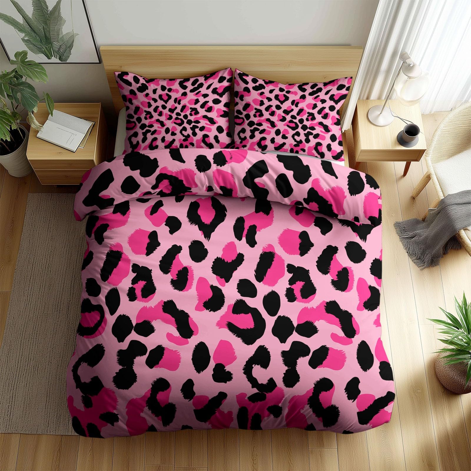 Parure de lit réversible léopard rose pour une chambre cocooning ado