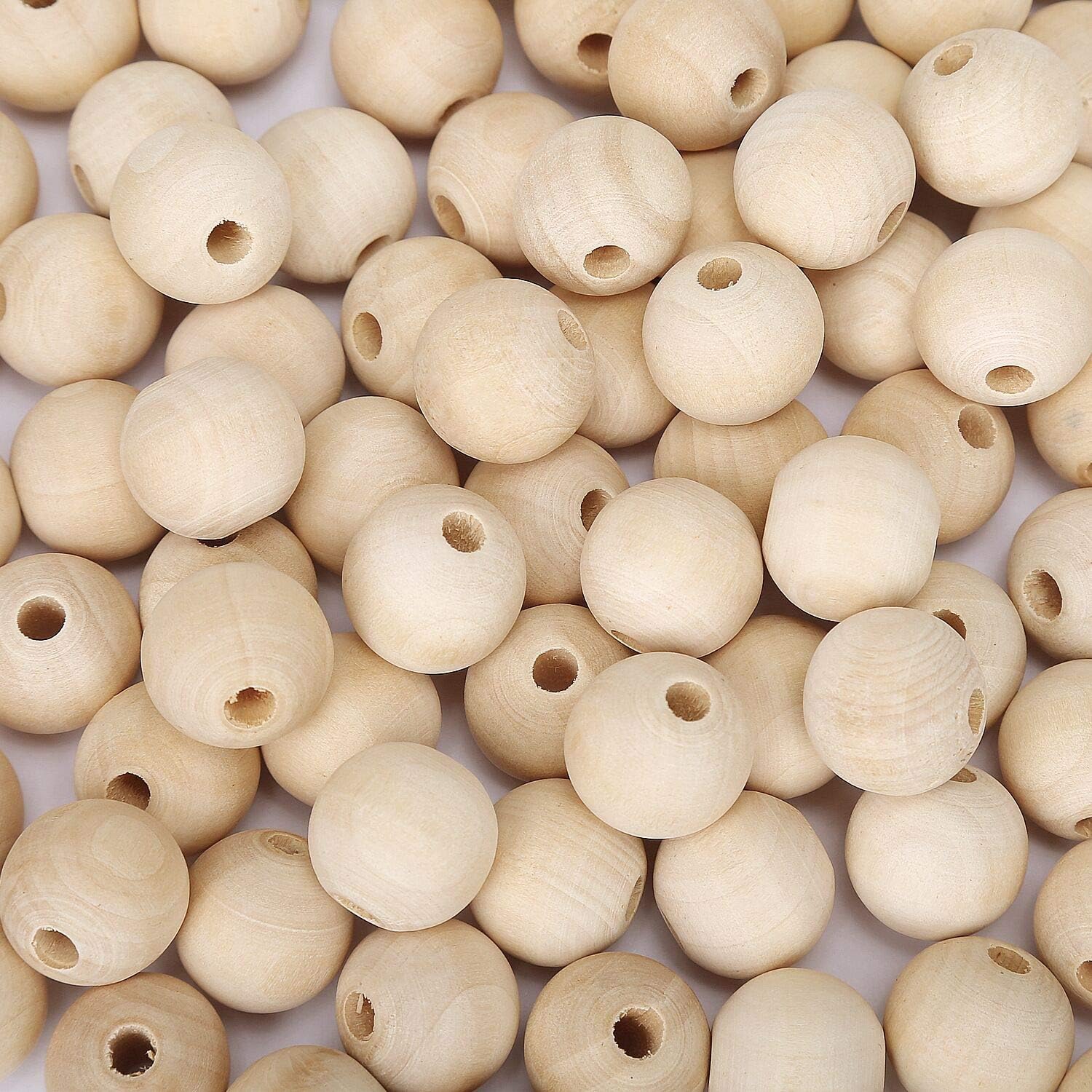 200pcs Christmas Wooden Beads Natural Wood Beads Unfinished Round Wooden Loose Beads 20mm Wood Spacer Beads for Craft Making or Decoration