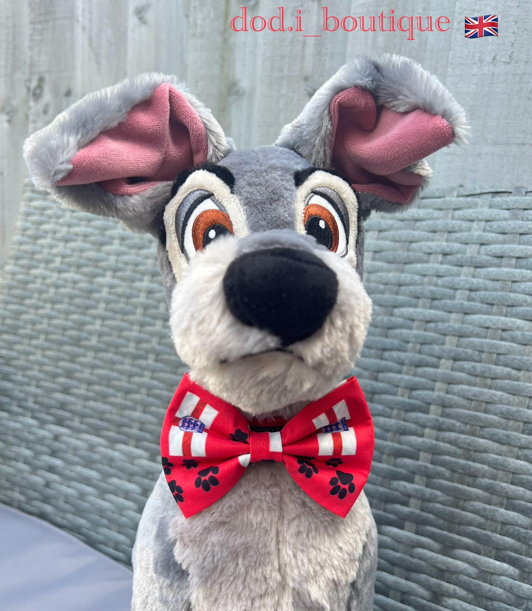 New Dogs Bow Tie Bowtie Football EURO Flag Paws England RED Elastic Band ACCESSORY Handmade UK (Red Flag Small) - Image 3