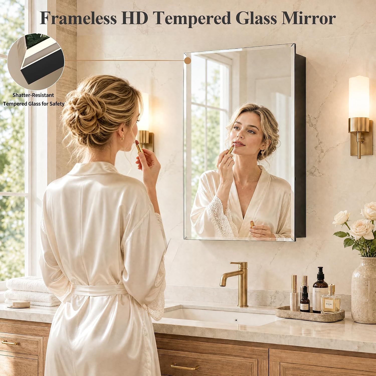 20x26 Frameless Medicine Cabinet with Mirror, Pre-Assembled Body
