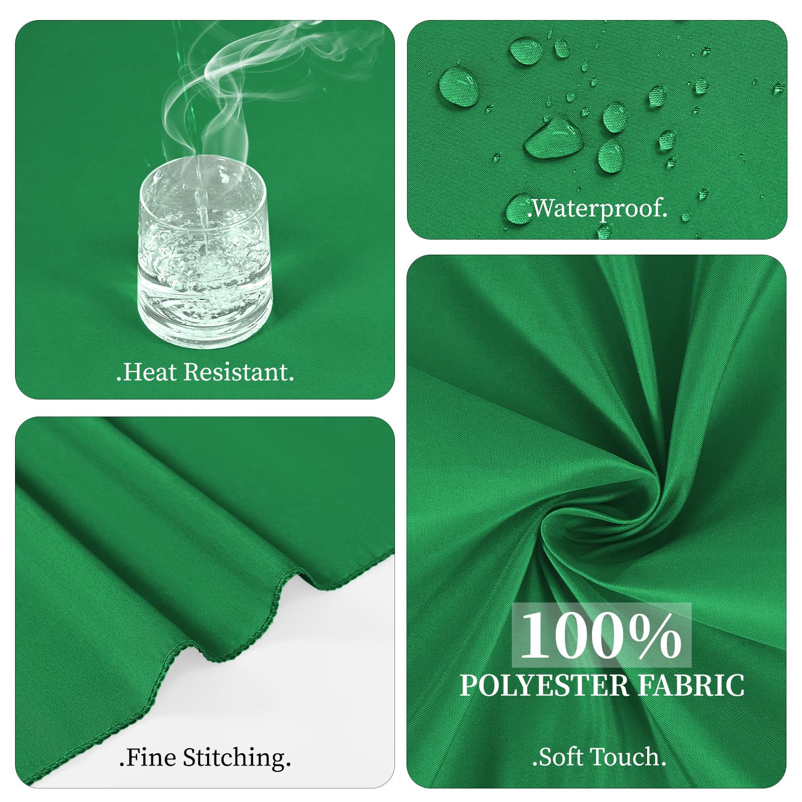 2 Pack Green Rectangle Tablecloth 153 x 260CM/60 x 102Inch Green Tablecloths Waterproof Polyester Table Cloth for 6 FT Tables Stain and Wrinkle Resistant Washable Fabric Table Cover for Party Wedding - Image 3