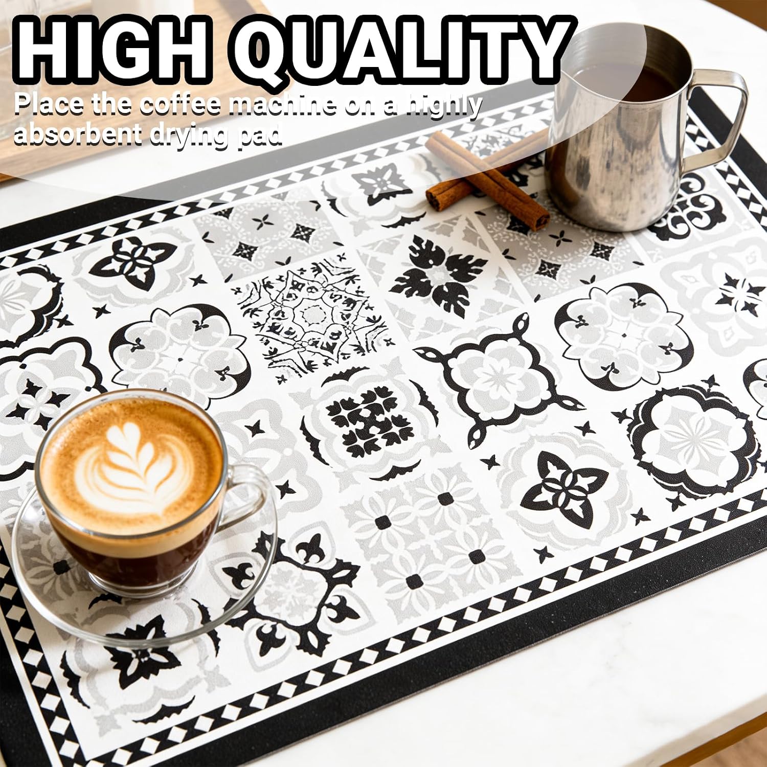 Kitchen Counter Drying Mat, Multiple Patterns, Non-Slip Base, Heat Resistant (Geometric Designs, 16" x 24")