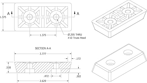 Miniatura 3 de 4 parachoques rectangulares grandes de goma  0.528 pulgadas de alto x 2.777 pulgadas de largo x 1.375 pulgadas de ancho  Fabricado en Estados Unidos