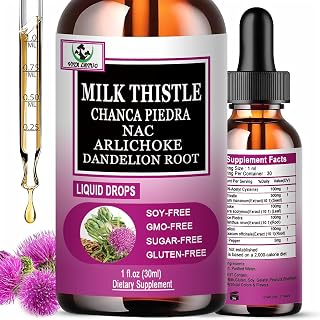 Milk Thistle Drops | High Absorption Milk Thistle Extract Liquid Supplement w/NAC Chanca Piedra Artichoke Dandelion Root - Liver Cleanse Detox & Repair Drops 30 Servings | Non-GMO | Alcohol Free
