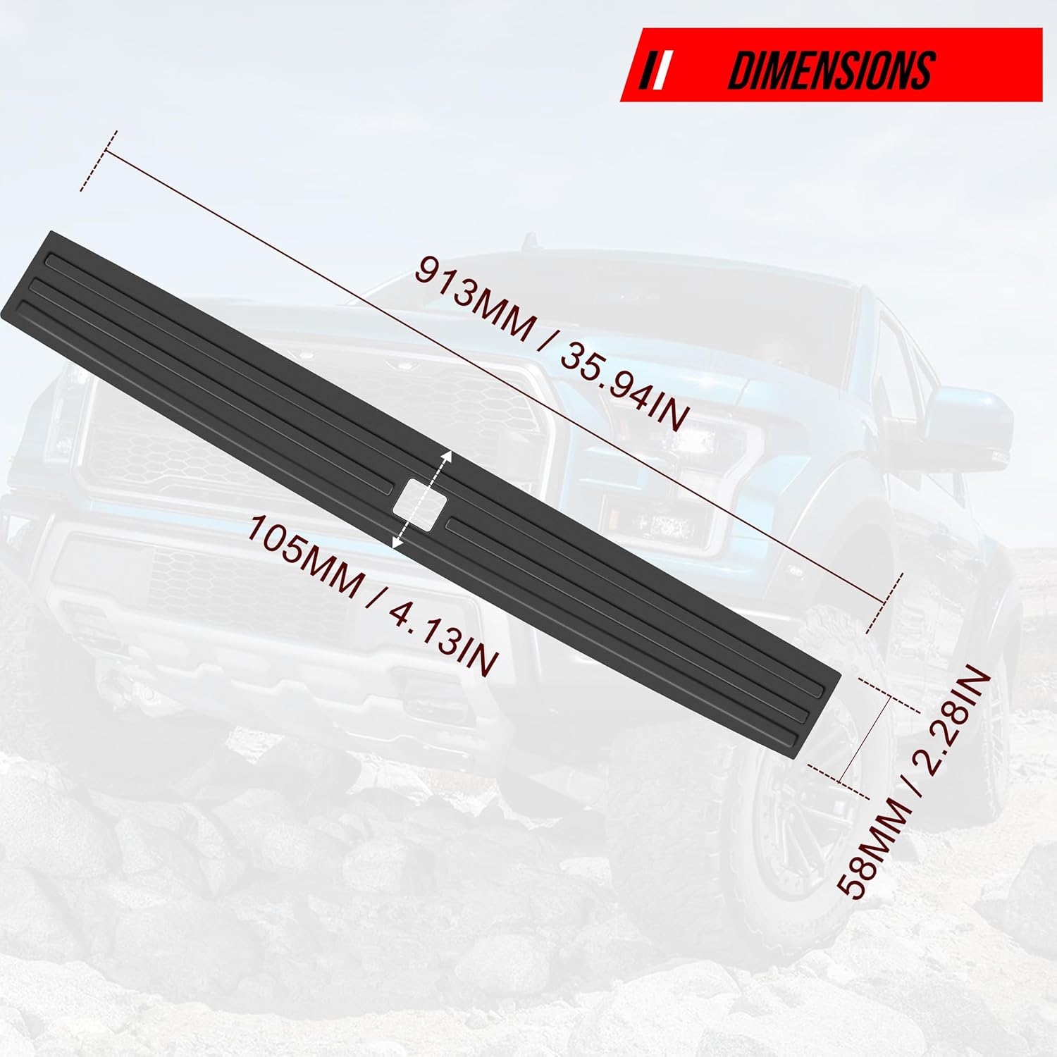 Tailgate Cap Molding Kit Compatible with 2015-2020 F-ord F150, OE Style Flex Step Integrated Step Combined Spoiler Protector Cover Pad Trim Kit for 2015-2020 F-ord F150 Accessories (Black)