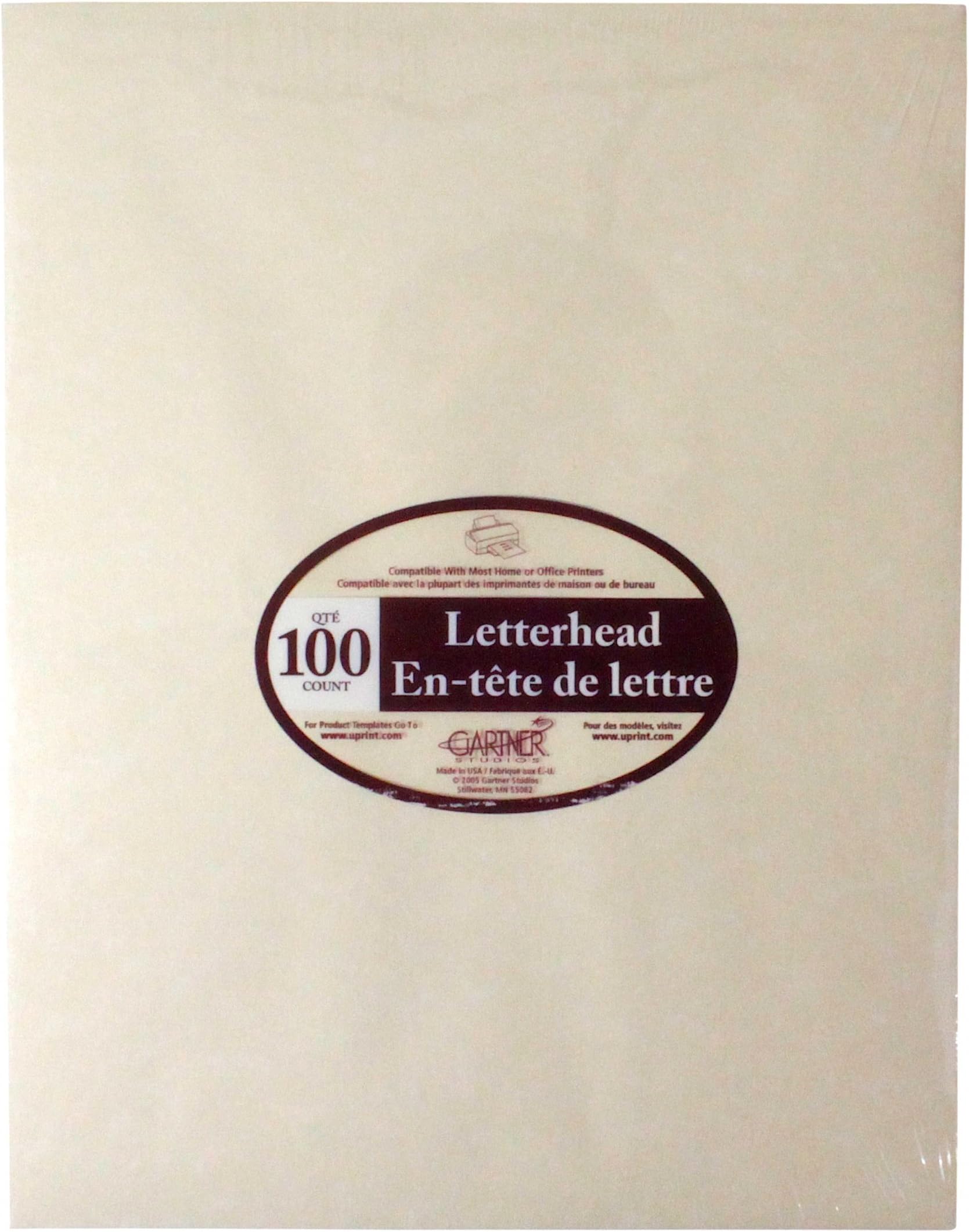 GARTNER 100-Sheets 8.5 x 11 Inch Letterhead - Parchment