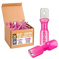 Vista 8 de Kit de conectores de pala hembra termorretráctiles de 250 piezas, terminales eléctricos impermeables azules AWG 16-14, conectores de pala de alambre