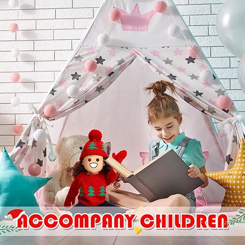 Miniatura 3 de BBTO 4 juegos de ropa de Navidad, vestido de Papá Noel, suéter de árbol con bufanda verde, sombrero, guantes de jean para muñecas de 18 pulgadas