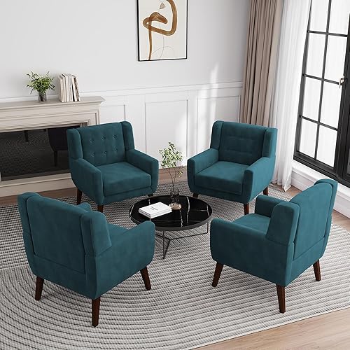 Miniatura 25 de UIXE Silla de Acento Floral, Sillón Moderno Tapizado en Tela para Sala de Estar, Cómodas Sillas de Club con Brazos Sofá Individual con Botones