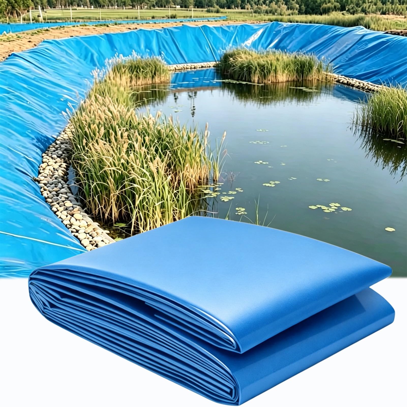 Yopappol 10x15M Pond Liner, HDPE Blue UV Resistant Preformed Pond Underlayment for Outdoor Ponds, Koi Fish Ponds, Garden Pool, Water Storage(2x8m(6.5x26.2ft))