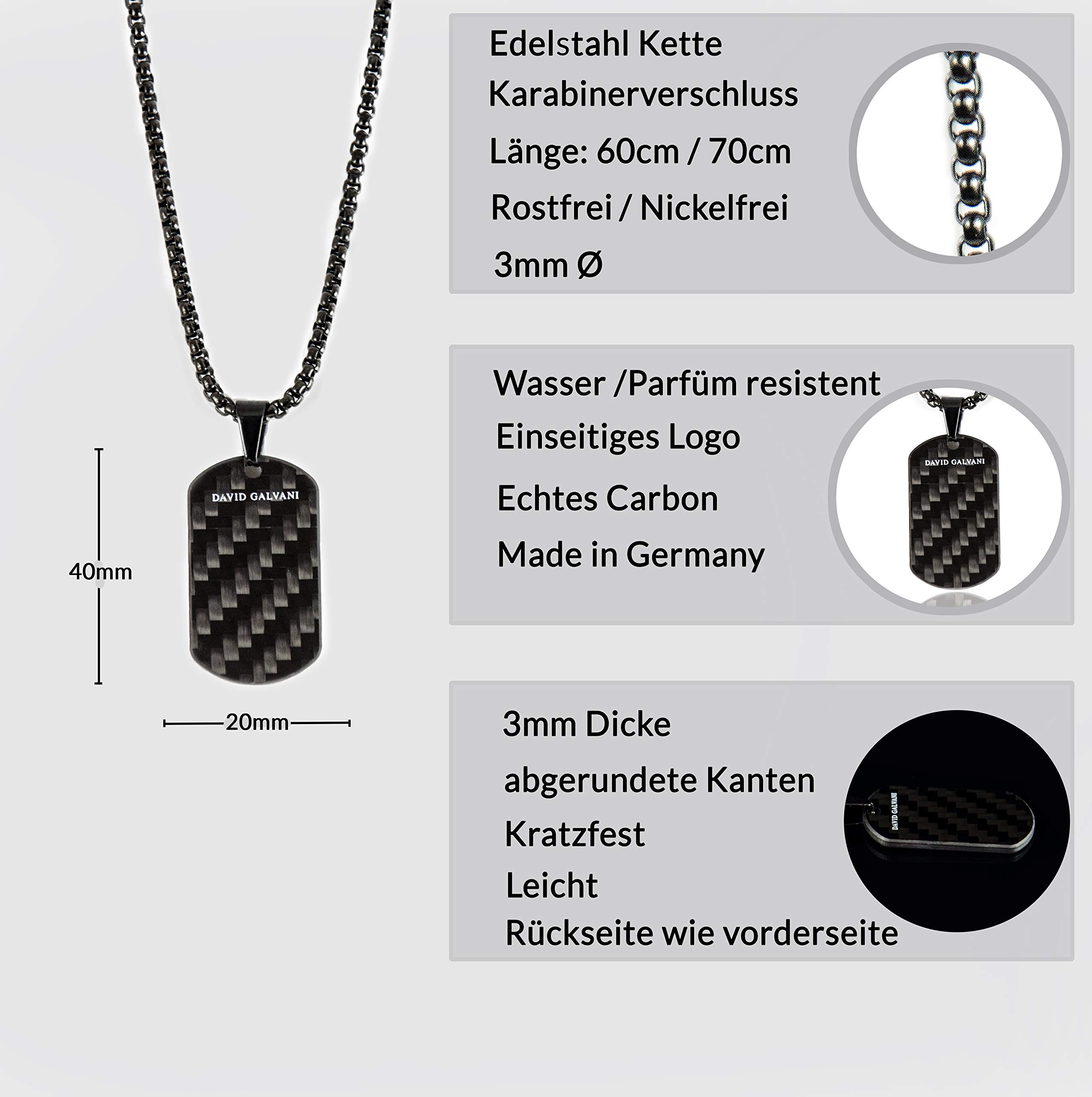 Carbon Kohlenstoff Schmuck Herren Männer Kette Dogtag Anhänger Militär Soldaten (60)