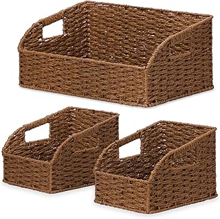 Pantry Organizers, Wicker Storage Baskets for Fruit, Bread, Vegetable, B...