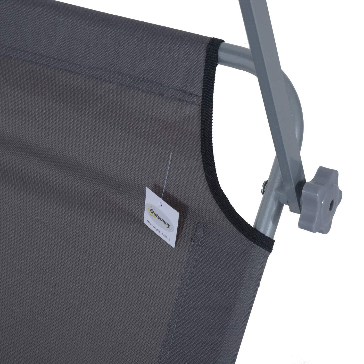 Outsunny Sonnenliege klappbar Gartenliege mit Dach, Liegestuhl mit 4-Fach verstellbare Rückenlehne, wetterfeste Campingliege bis 120 kg belastbar, für Garten Strand Pool, Grau