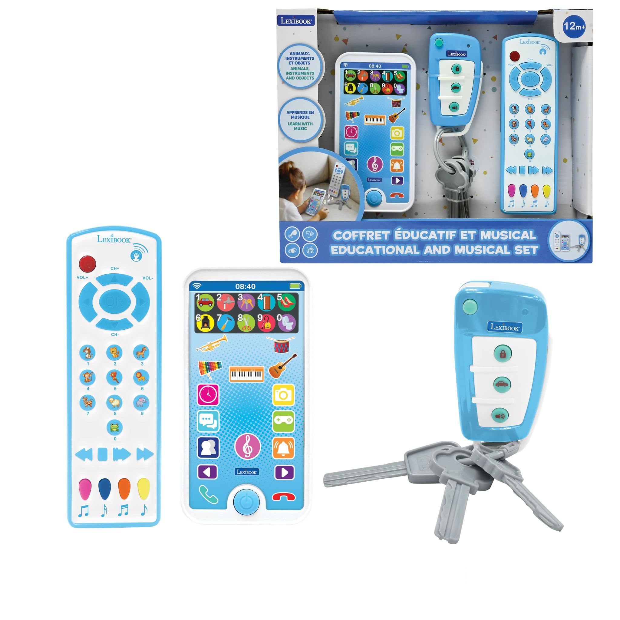LEXIBOOK, Educational and musical box with telephone, remote control and key ring