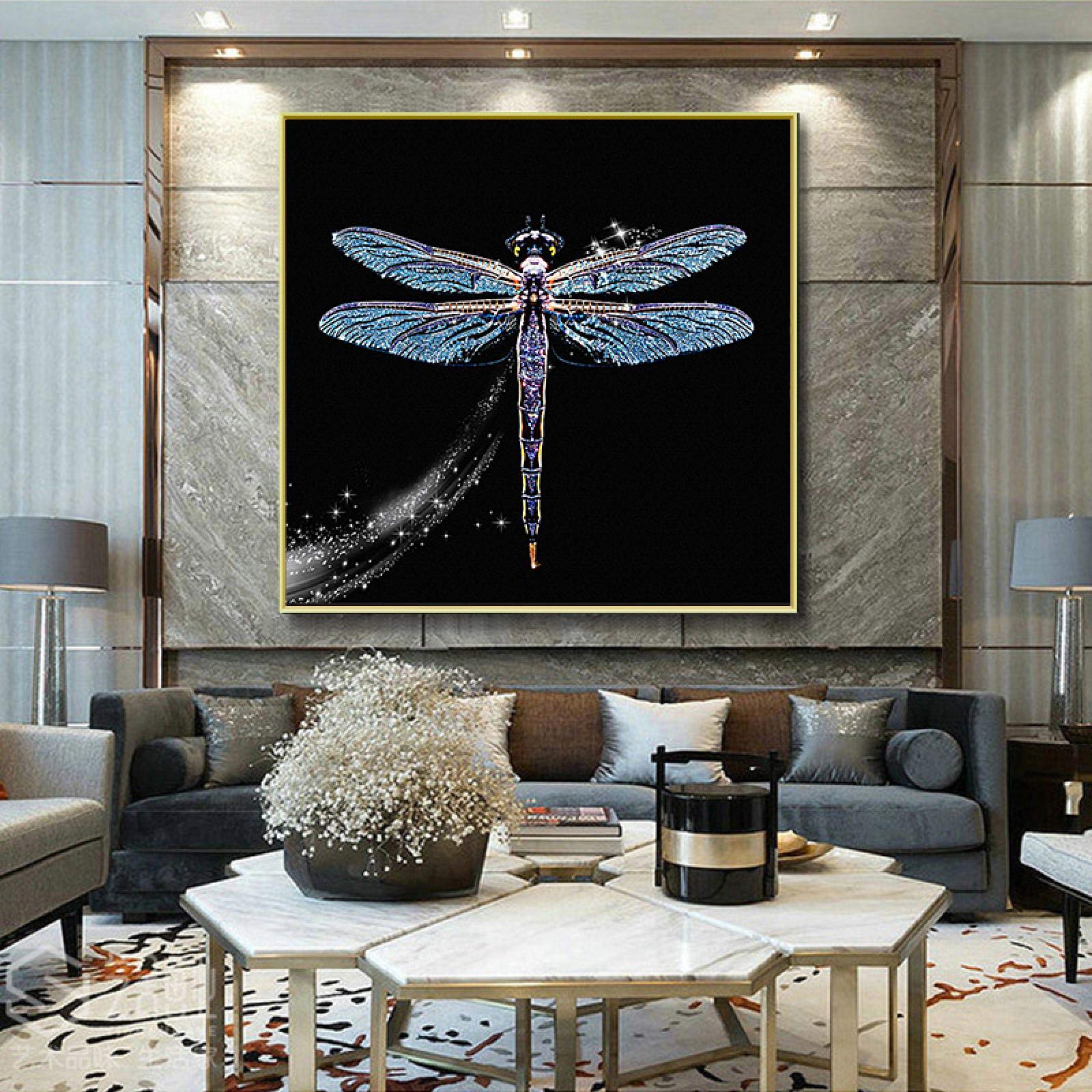Amazon｜美しい輝くカワセミのトンボキャンバス絵画壁アート写真装飾  
