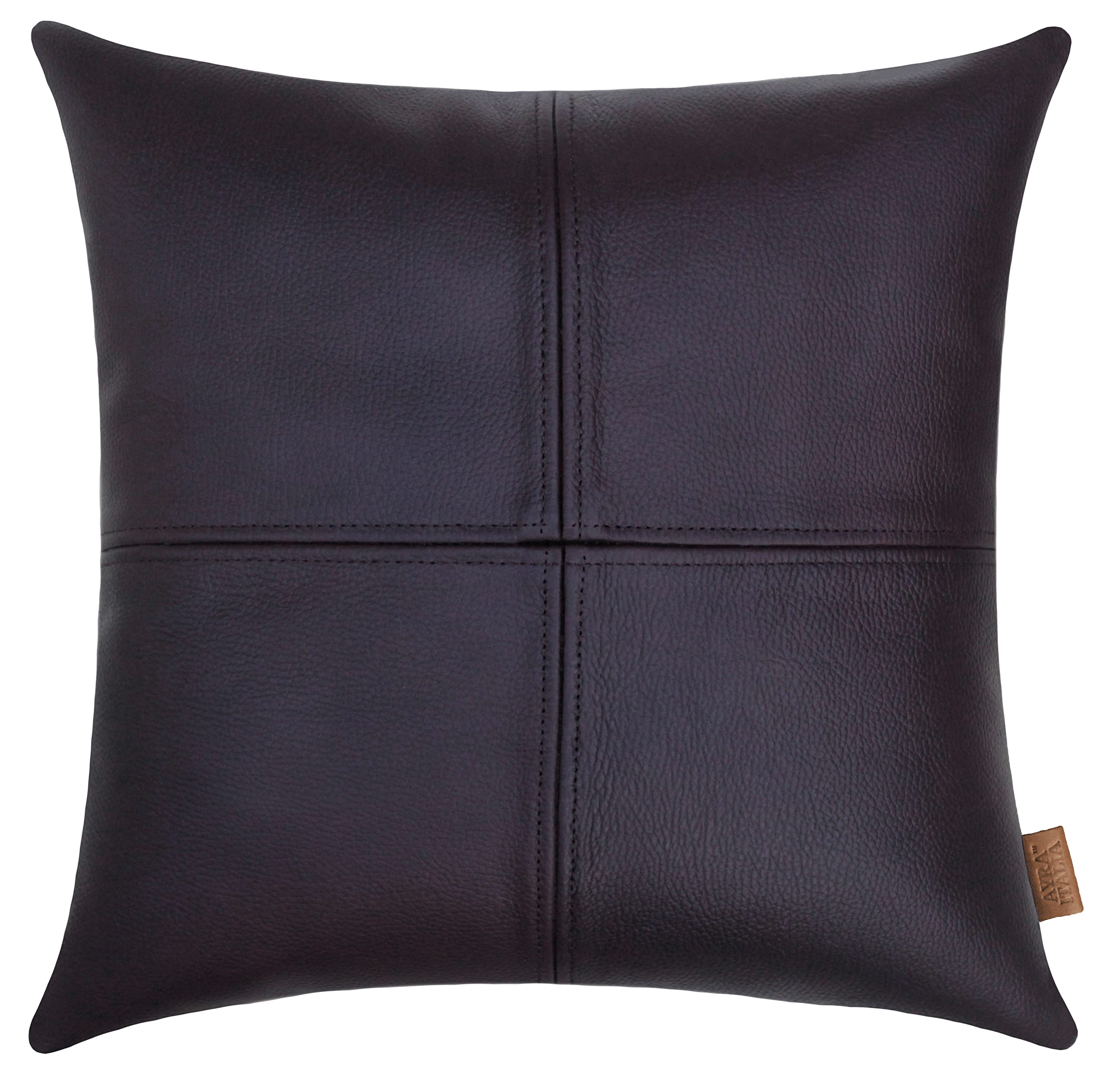High Class Leather Cushion Cover Without Filler for Couch, Sofa, Bed, Indoor, Living Room & Bedroom 16 X 16 Inches Dark Brown