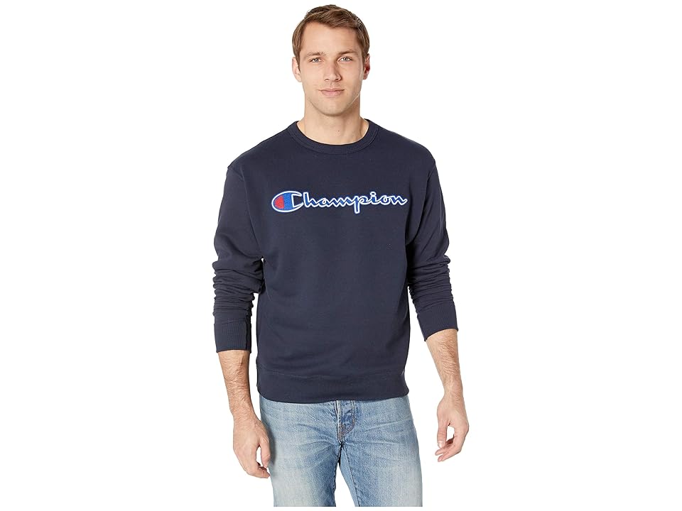 

Champion Powerblend(r) Crew - Applique Y07416 (Navy) Men's Clothing