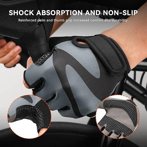 Miniatura 2 de OZERO Guantes de ciclismo para hombre Guantes de ciclismo transpirables de gel, guantes de montaña y carretera, guantes de bicicleta antideslizantes