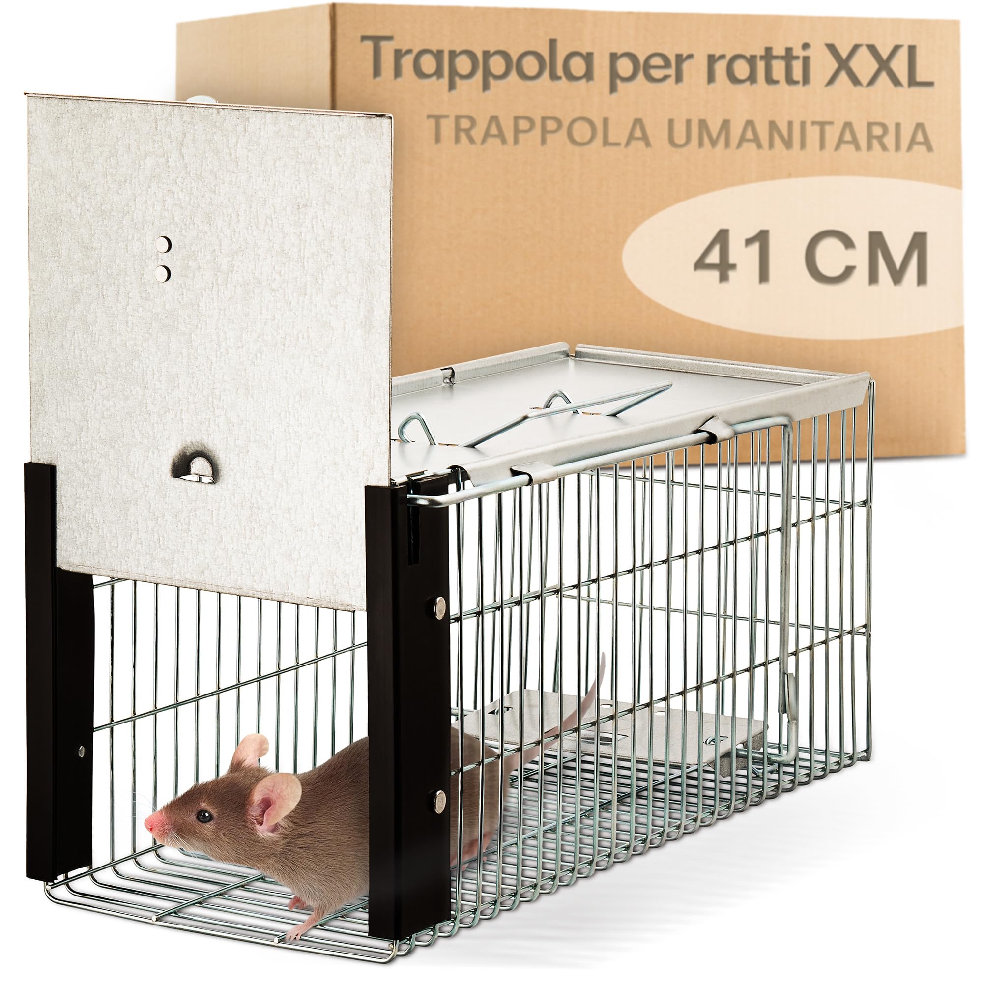LAOYE Trappola Per Topi A Gabbia 2 Pezzi - Umanitaria, Riutilizzabile, In Acciaio Zincato, 27x11,5x14 Cm - Per Esterno/Interno