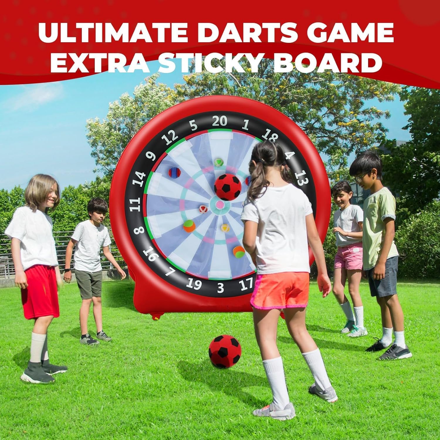Ballon Gonflable Football Dart Board, Planche de fléchettes géante Gonflable de Golf, Jeu de Lancer des avec Pompe, Jeu de tir Dart Board géant