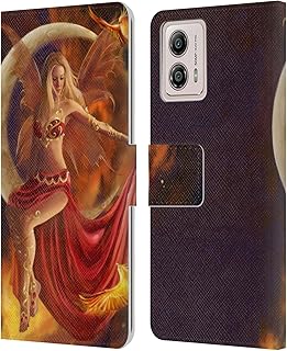 Head Case Designs Officially Licensed Nene Thomas Fire Fairy On Moon Phoenix Crescents Leather Book Wallet Case Cover Compatible with Motorola Moto G53 5G