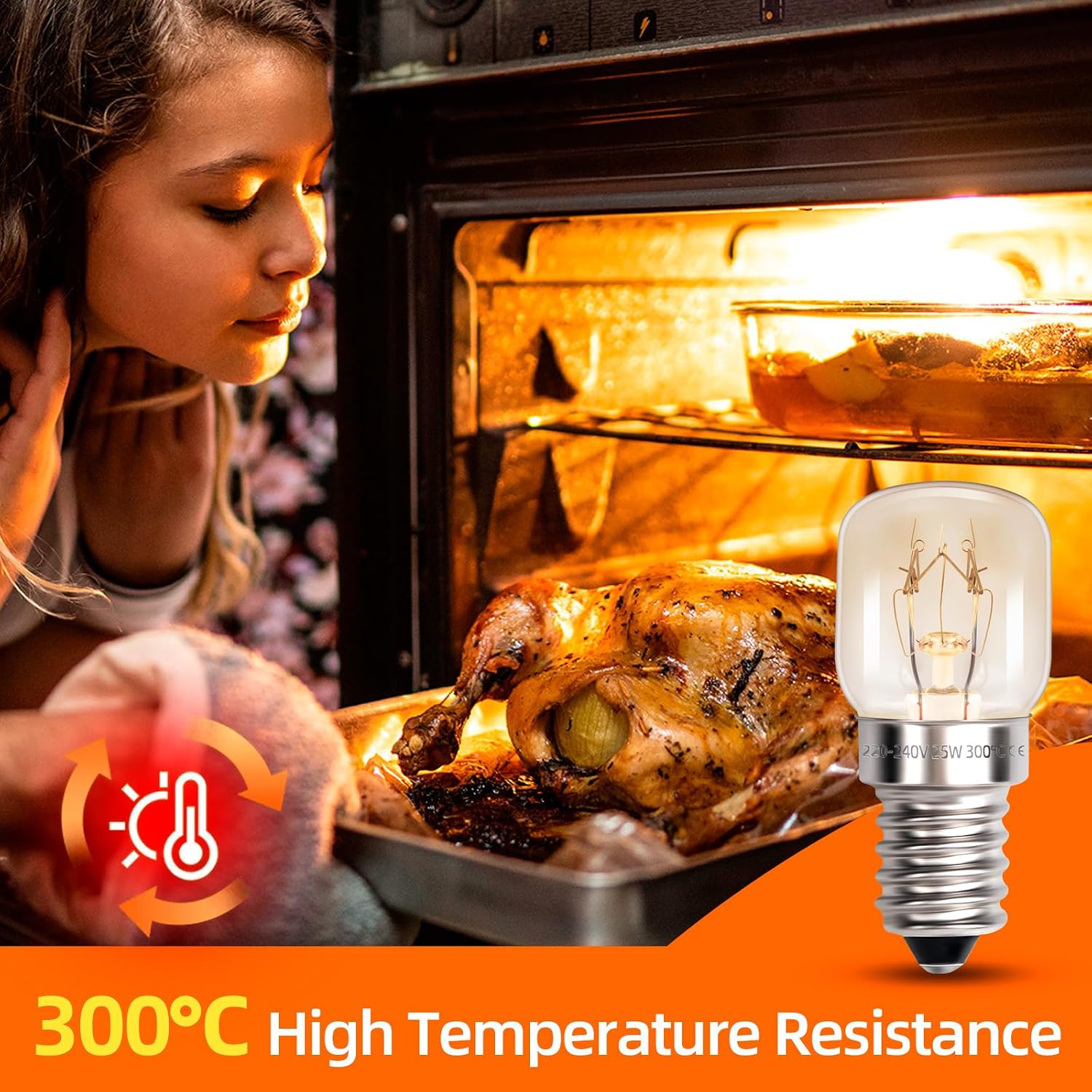 Lot de 2 ampoules T22 E14 25 W blanc chaud 2700 K, AC 220–240 V, jusqu'à 300 °C, ampoules - Mise en situation et utilisation