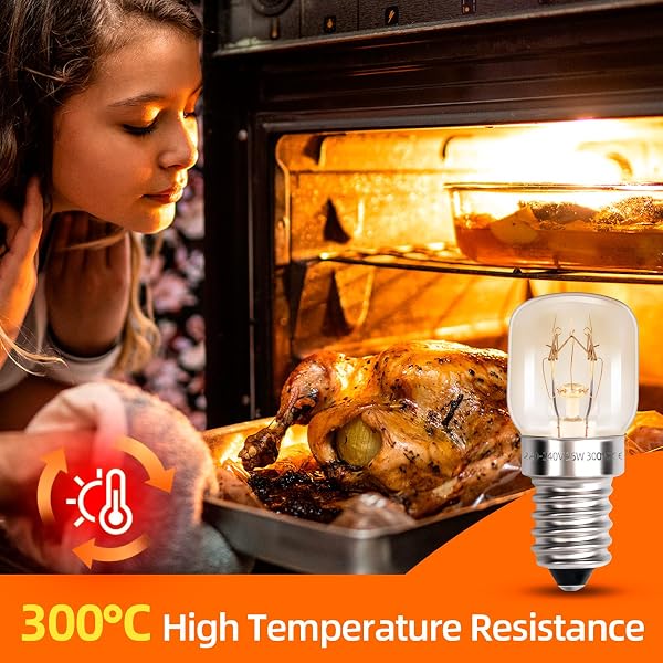 Morotty Ampoule de Four T22 E14 25W Blanc Chaud 2700k, AC 220-240V, jusqu'à 300°C, Lampe Four 25W Petit Culot, Ampoule pour Four Micro-Ondes, Lampe à Sel, Dimmable, lot de 2 - 3