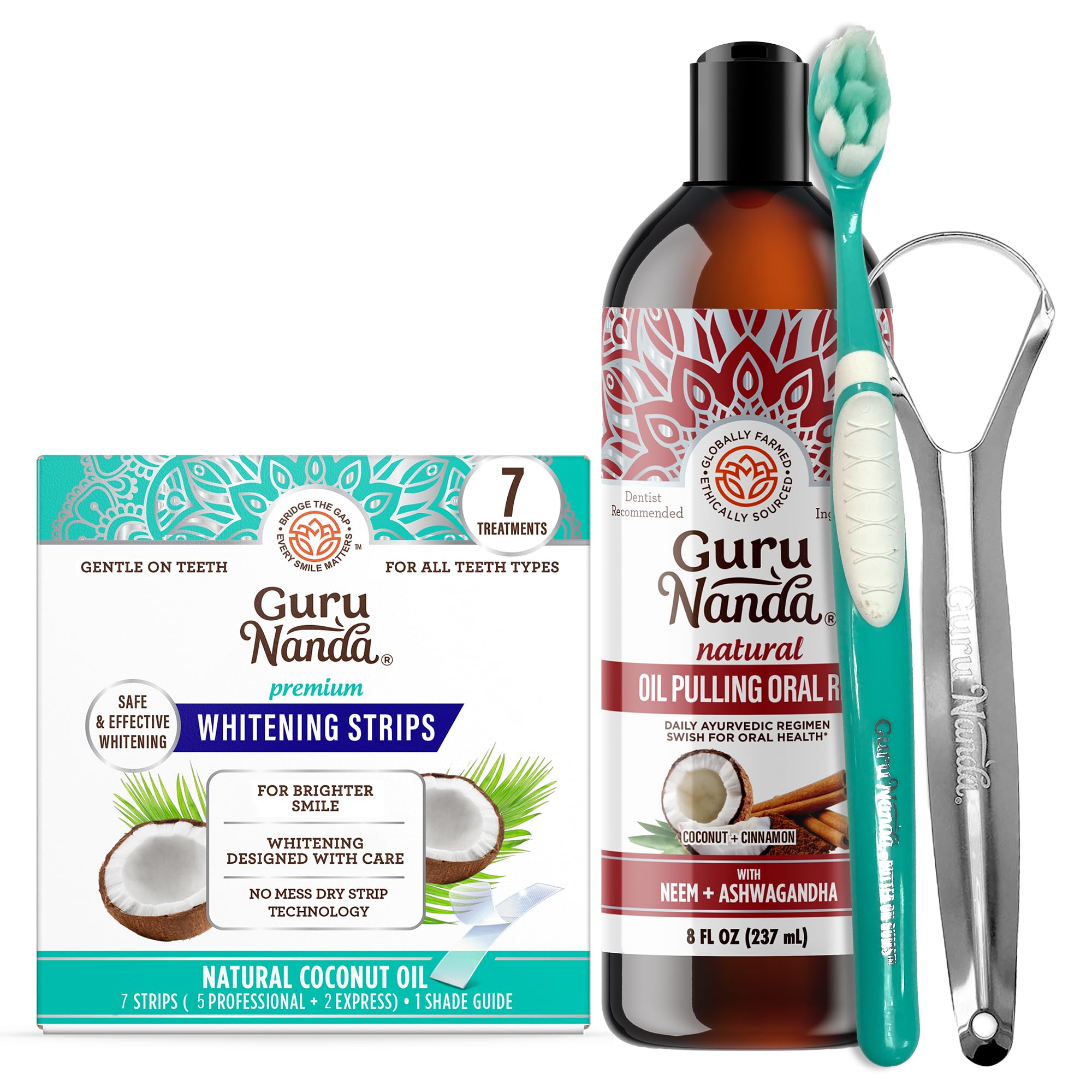 GuruNanda Ashwagandha Oil Pulling 8 Fl Oz - 100 Pure Blend of Coconut with Essential Oils Vitamins and