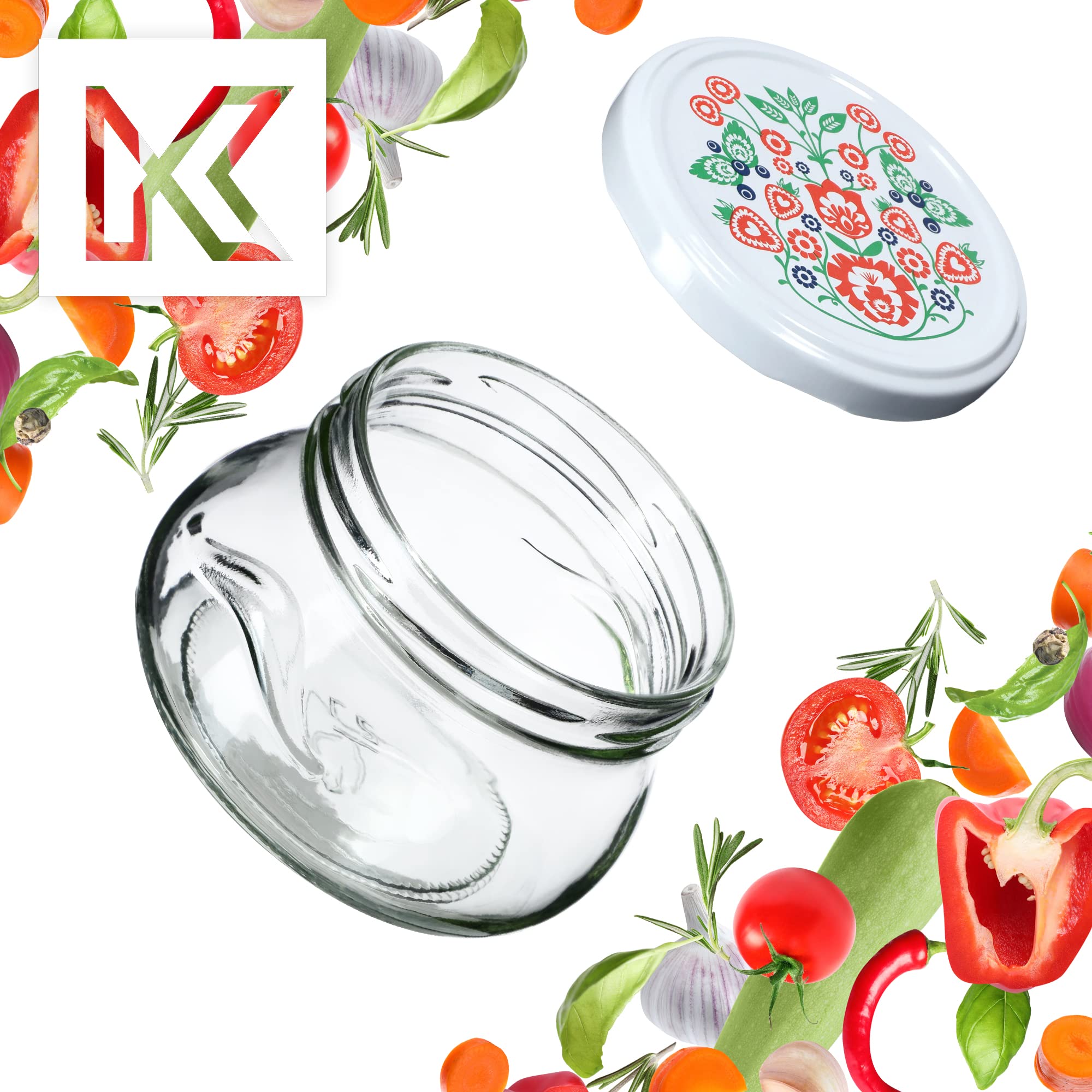 KADAX Juego de 50 tarros para mermelada, 300 ml, TO82, tarros con tapa de rosca, tarros herméticos, miel y mermelada