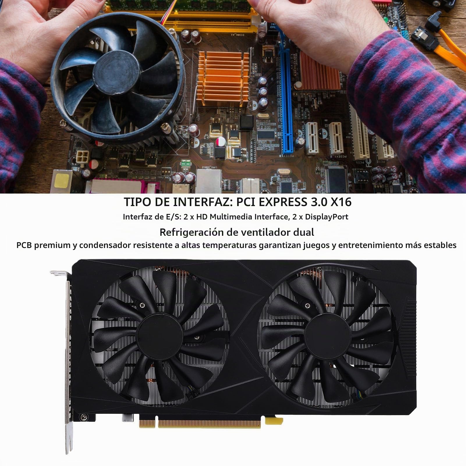 Tonysa Tarjeta Gráfica RTX3060 de 12GB GDDR6 de 192 bits PCI Express 3,0 X16, Tarjeta de Vídeo para Juegos GPU con Ventiladores de Refrigeración Duales para Ordenador y PC