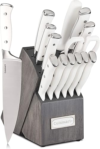 Cuisinart Triple remache forjado juego de cuchillos de 15 piezas con bloque cuchillas superiores de acero inoxidable de alto carbono para precisión Cuisinart Triple remache forjado juego de cuchillos de 15 piezas con bloque cuchillas superiores de acero inoxidable de alto carbono para precisión