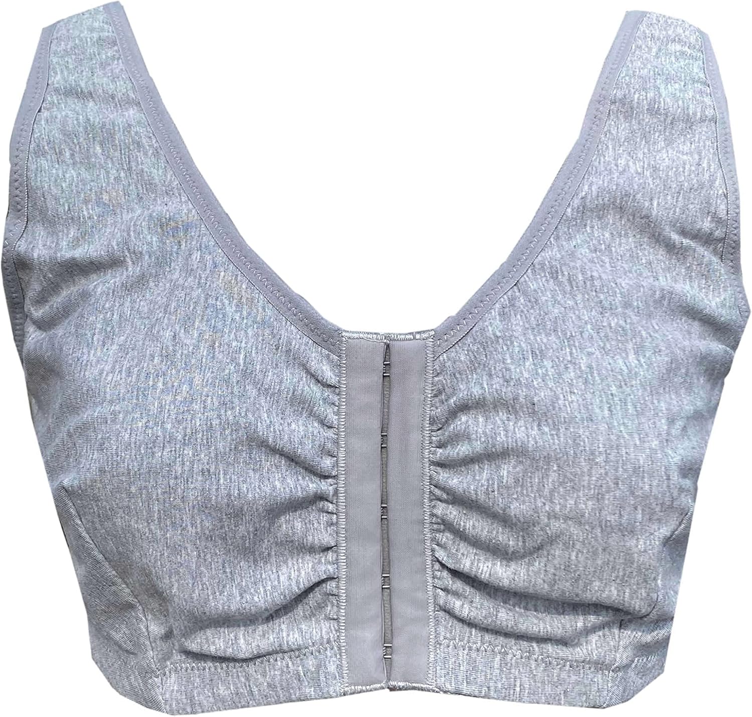 BIMEI Front-Closure Bra Mastectomy Bra Pocket Bra Women's Cotton Front-Closure Leisure Brafor Silicone Breastforms (2XL, Grey)