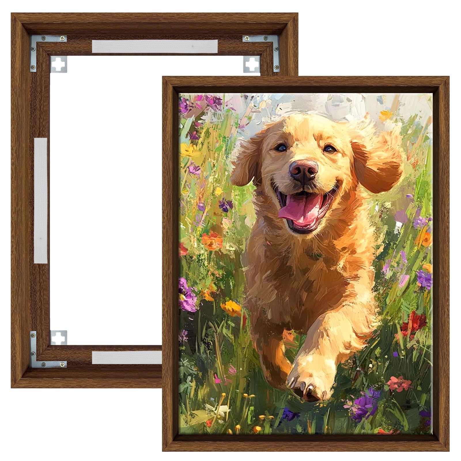 Wooden Floater Frame for 45x60cm Canvas Pantings,with 2.6cm Deep,Brown