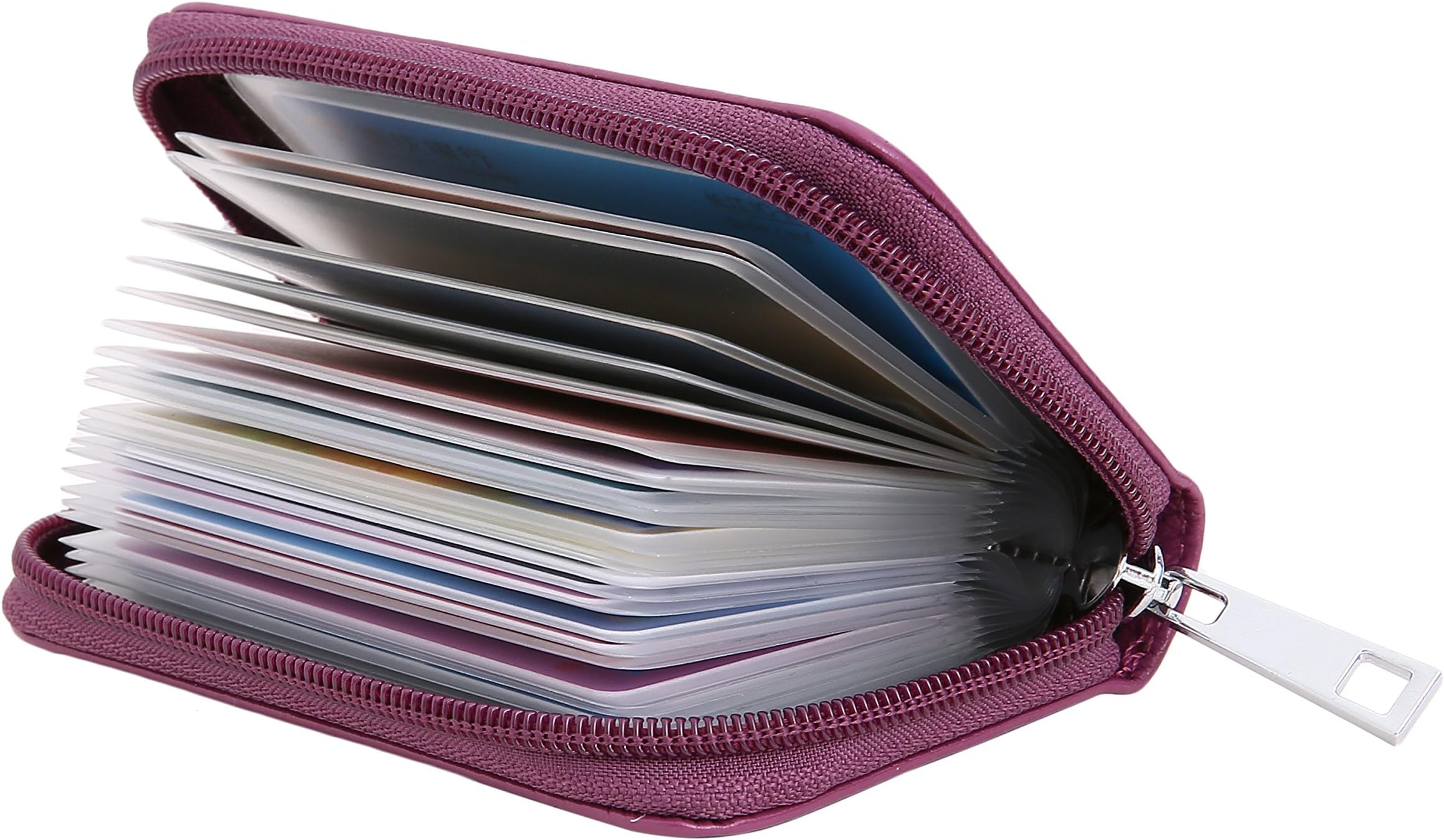 Genuine Leather Credit Card Holder Zipper Wallet With 26 Card Slots