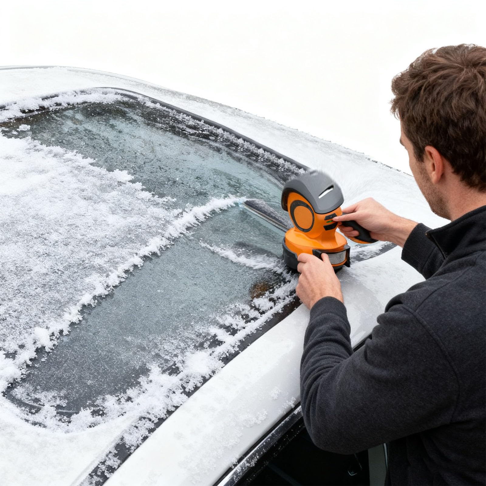 Raschietto per ghiaccio elettrico per parabrezza auto, con spazzola a setole morbide e lucidante per cera, strumento di manutenzione invernale, 500 g, ABS opaco, raschietto per ghiaccio elettrico