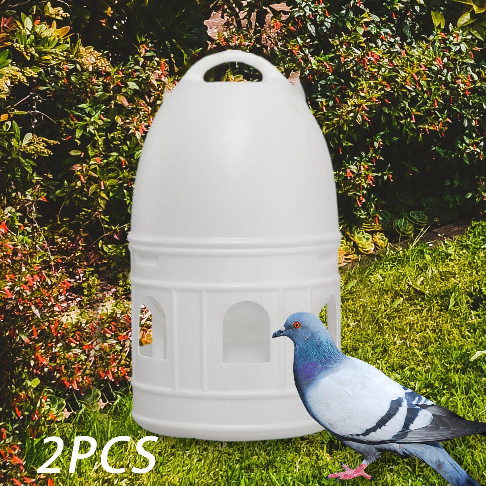 Gralara Comedero Automático para Pájaros, Dispensador de Alimento Colgante para Palomas, Accesorios para Jaula de Pájaros como Loro y Canario