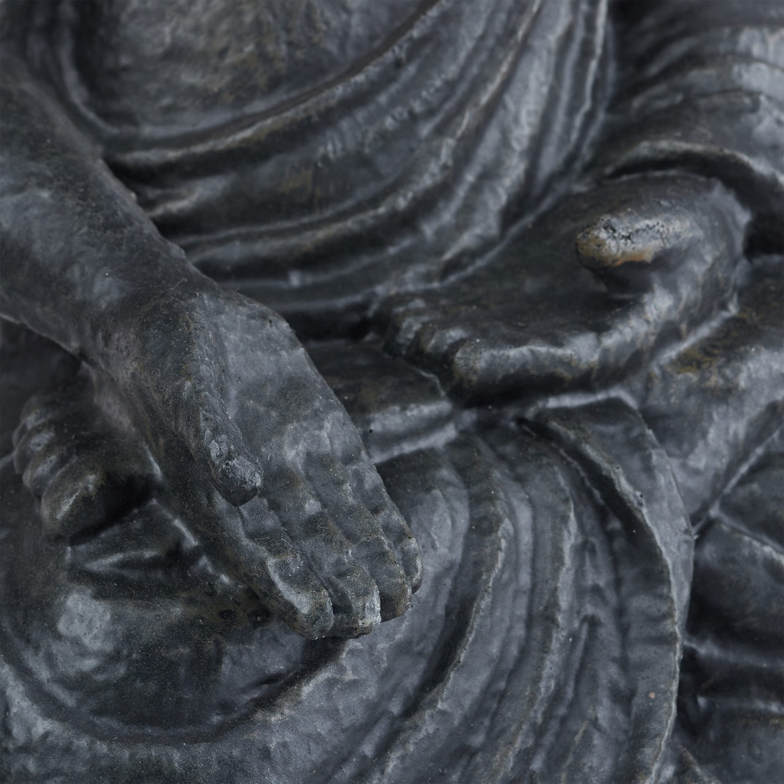 Relaxdays Statua Zen del Buddha Seduto XL, 40 cm, Feng Shui, per Esterni, da Giardino, Decorativa, Grigio Scuro