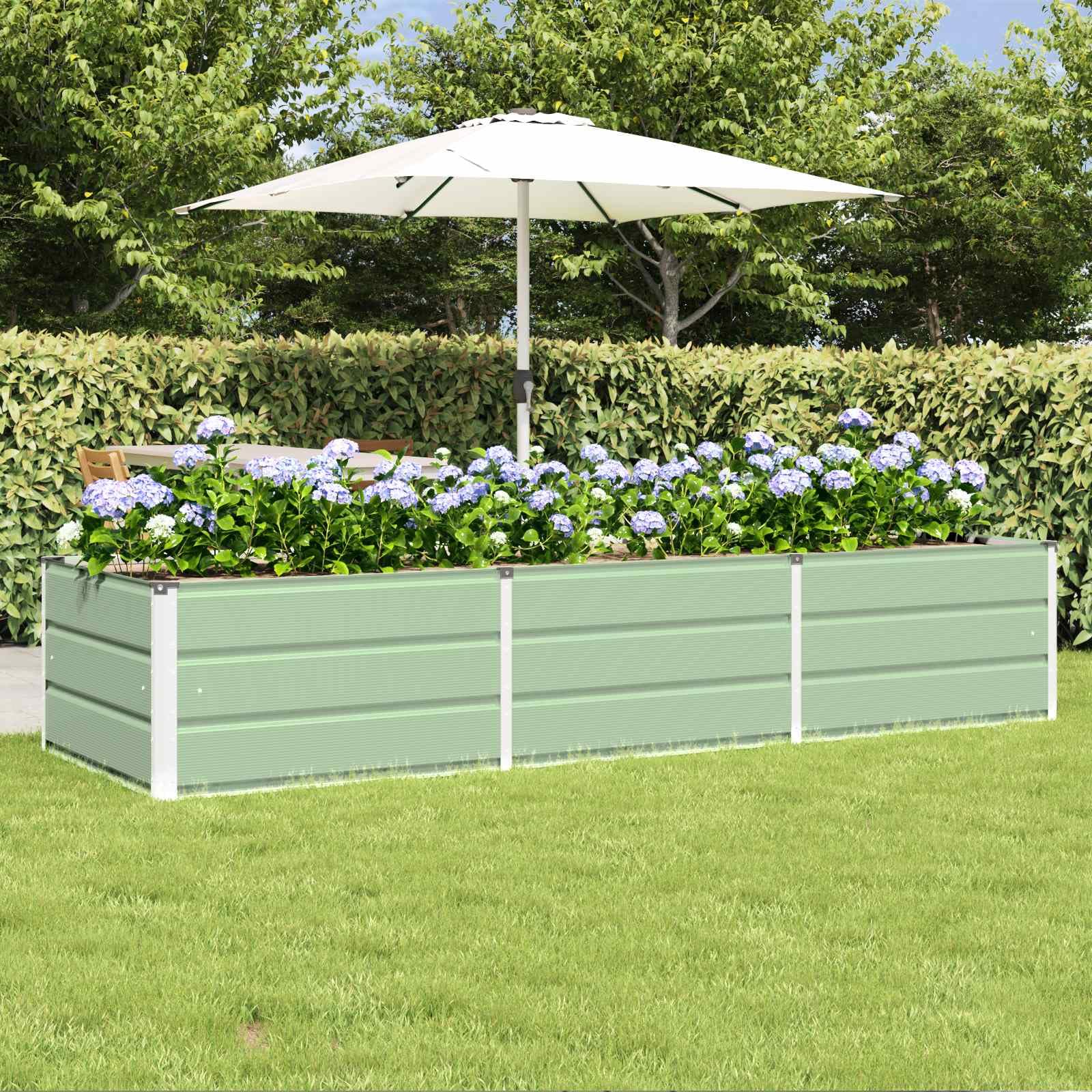IKAYAA Metal Raised Beds Galvanised Raised Bed for Garden Raised Planters Outdoor Large for Growing Flowers,Herbs and Vegetables-Green-240 x 80 x 45 cm