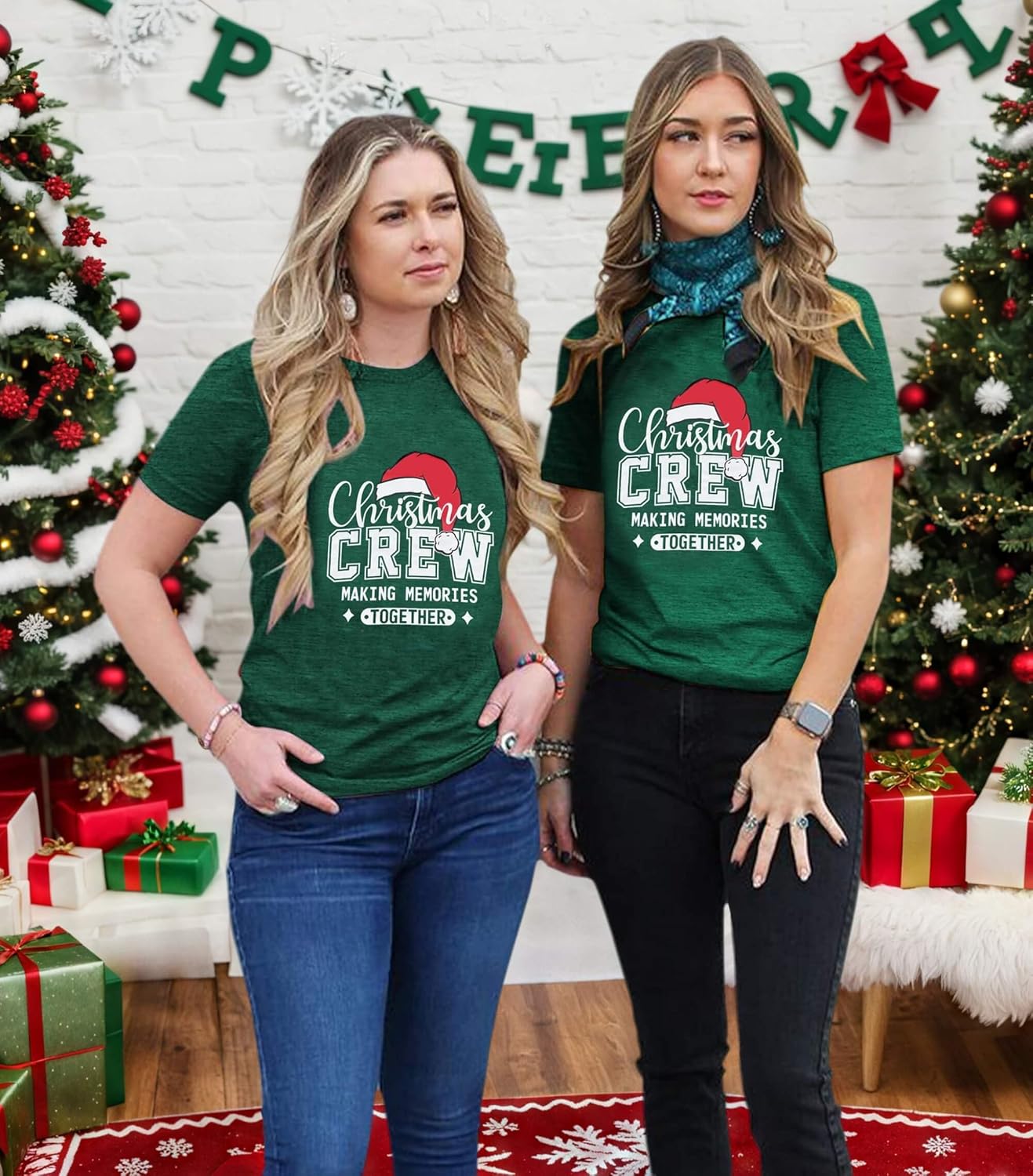 Christmas Shirts for Women 2025 Christmas Crew Shirt Xmas Lights Graphic Tshirt Holidays Short Sleeve Tops - Image 5