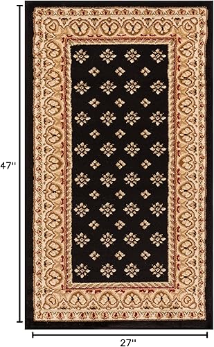 Vista 2 de Well Woven Noble Palace - Tapete formal tradicional europeofrancés, color negro, fácil de limpiar, resistente a manchas y decoloración, no desprende