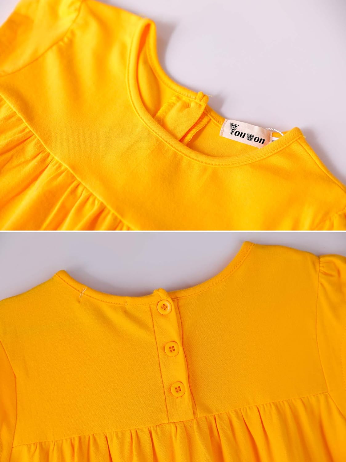 Youwon Girls Dress Short Sleeve Solid Color Tunic A-Line Tiered Swing Dress 2-6 7-16 - Image 2