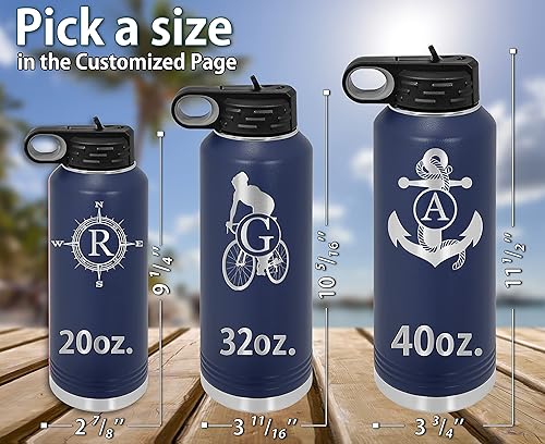 Miniatura 68 de Botellas de agua personalizadas con tapa abatible y pajilla, termo deportivo personalizado de acero inoxidable grabado, monograma personalizado