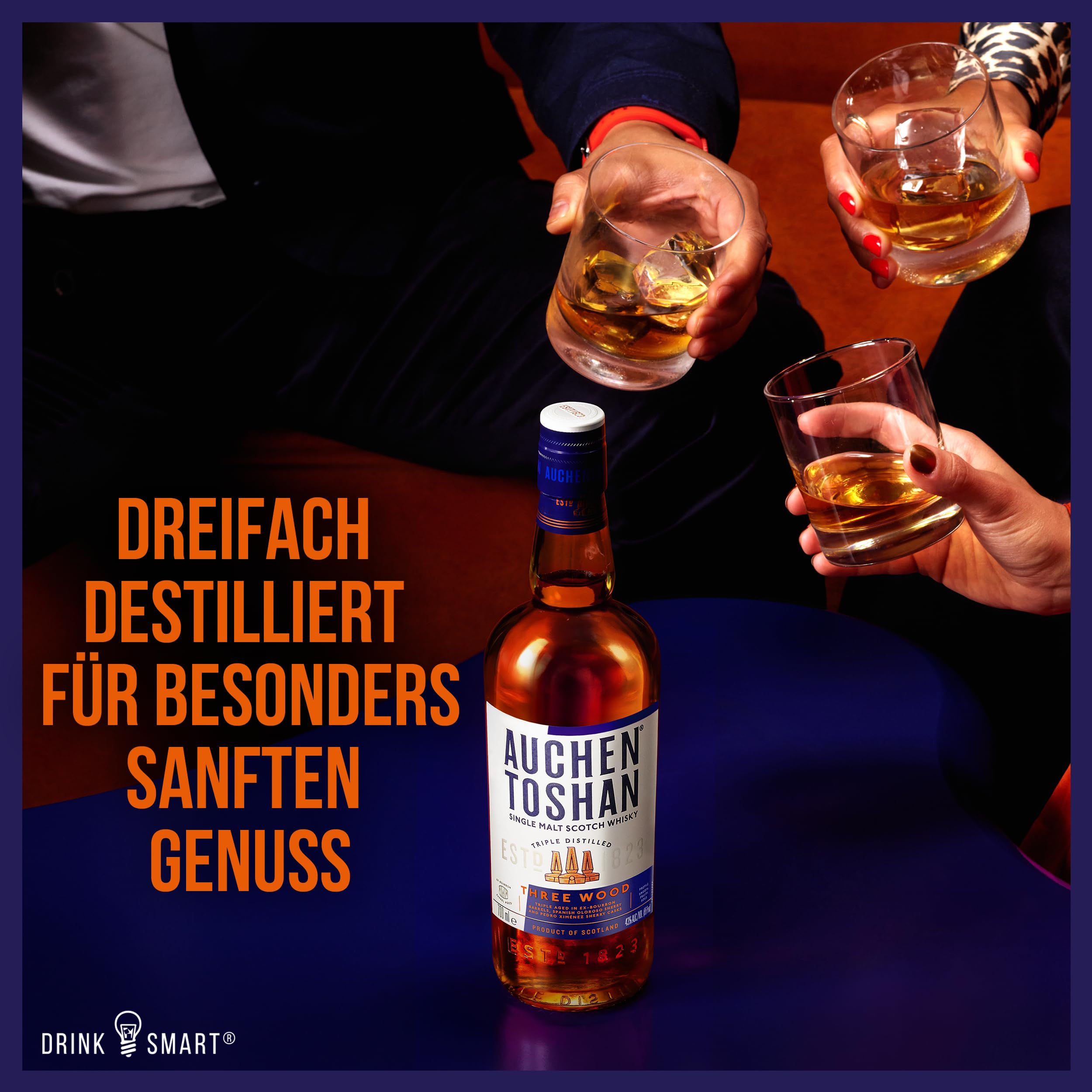 Auchentoshan Three Wood | Single Malt Scotch Whisky | mit Geschenkverpackung | karamell-nussiger Geschmack| 43% Vol | 700ml Einzelflasche