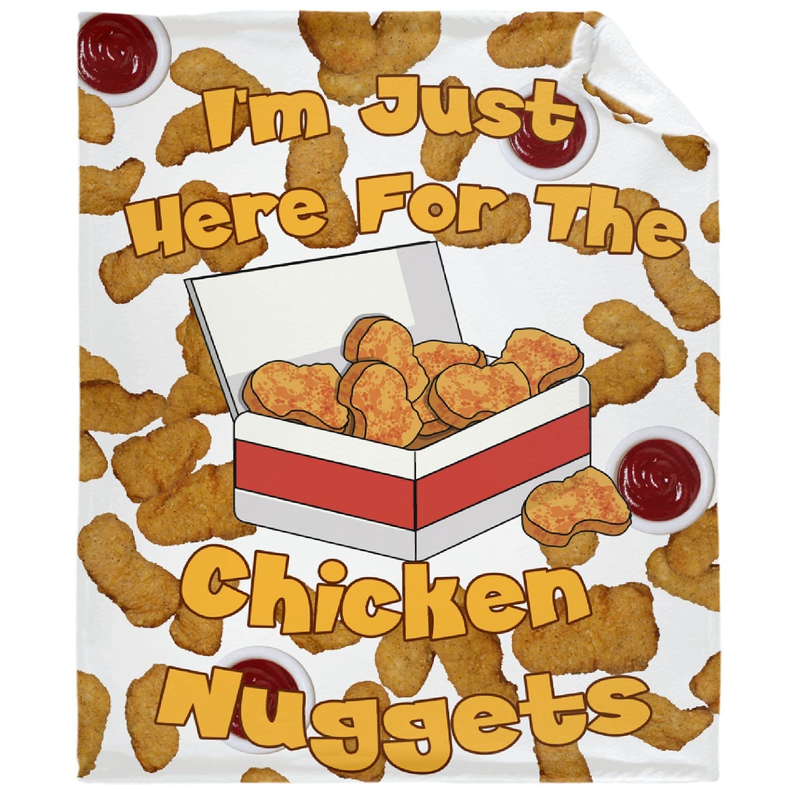 Nggbbdygb Women's I'm Just Here For The Chicken Nuggets Ulta Soft Fleece Flannel Blankets Birthday Halloween Throw Blanket Bedding Outdoor Cover For Picnic Couch Large 80"X60"（Queen） Adults