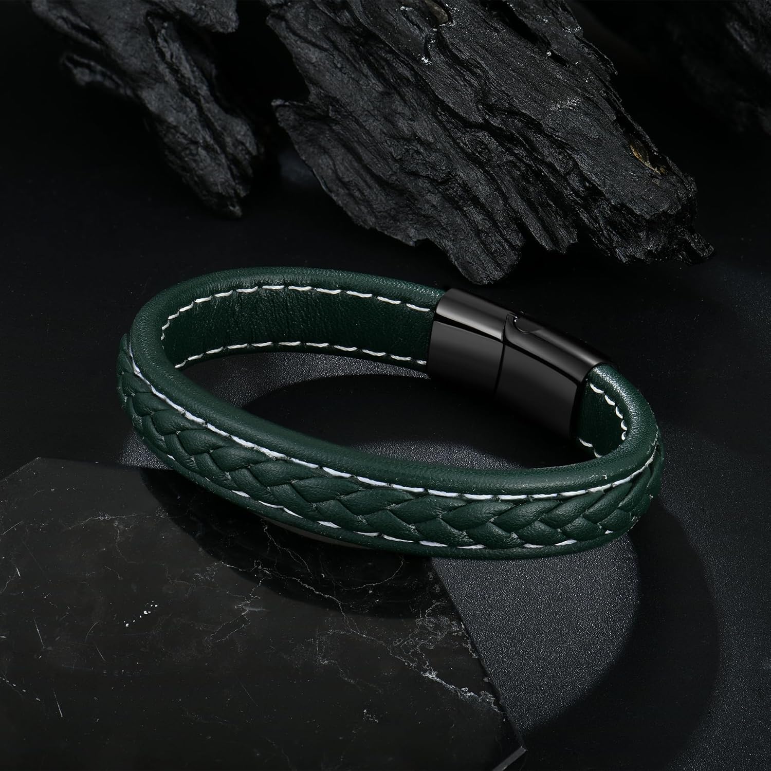 Mens Multi-Layer Leather Bracelet, Classic Bracelet for Men with Stainless Clasp