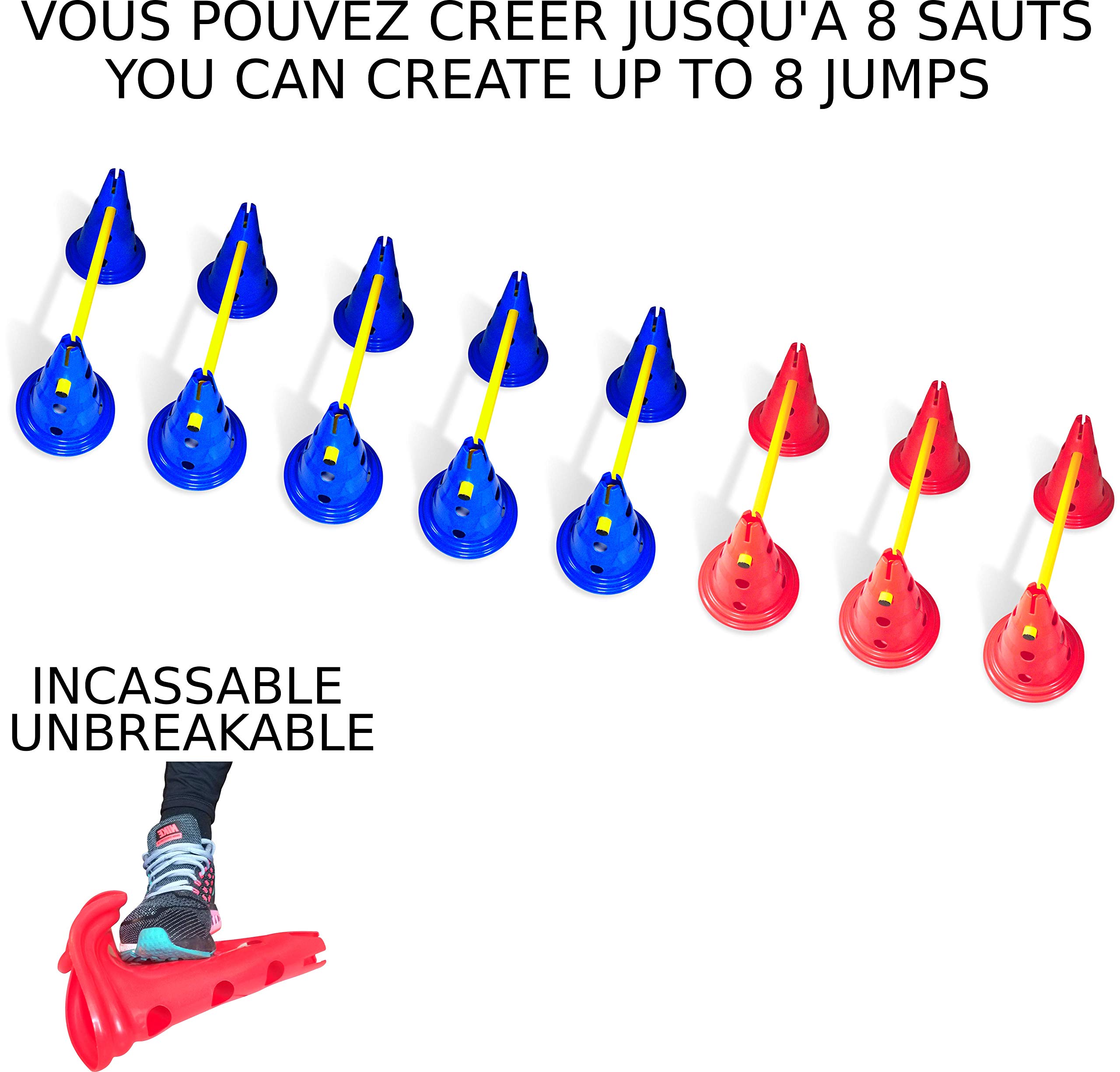 BAYTIZ ® Haies de Coordination - Ensemble Plots + Cones + Accesoires - Parcours de Motricité Enfant, Entrainement de Foot Dressage Chien - Materiel Sportif Echelle Rythme Parcours Football