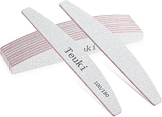 Teuki Professional Nail File 100 180 Grit Double Sided Washable Nail File 12pcs/Set, Fingernail Files Emery Emory Boards f...