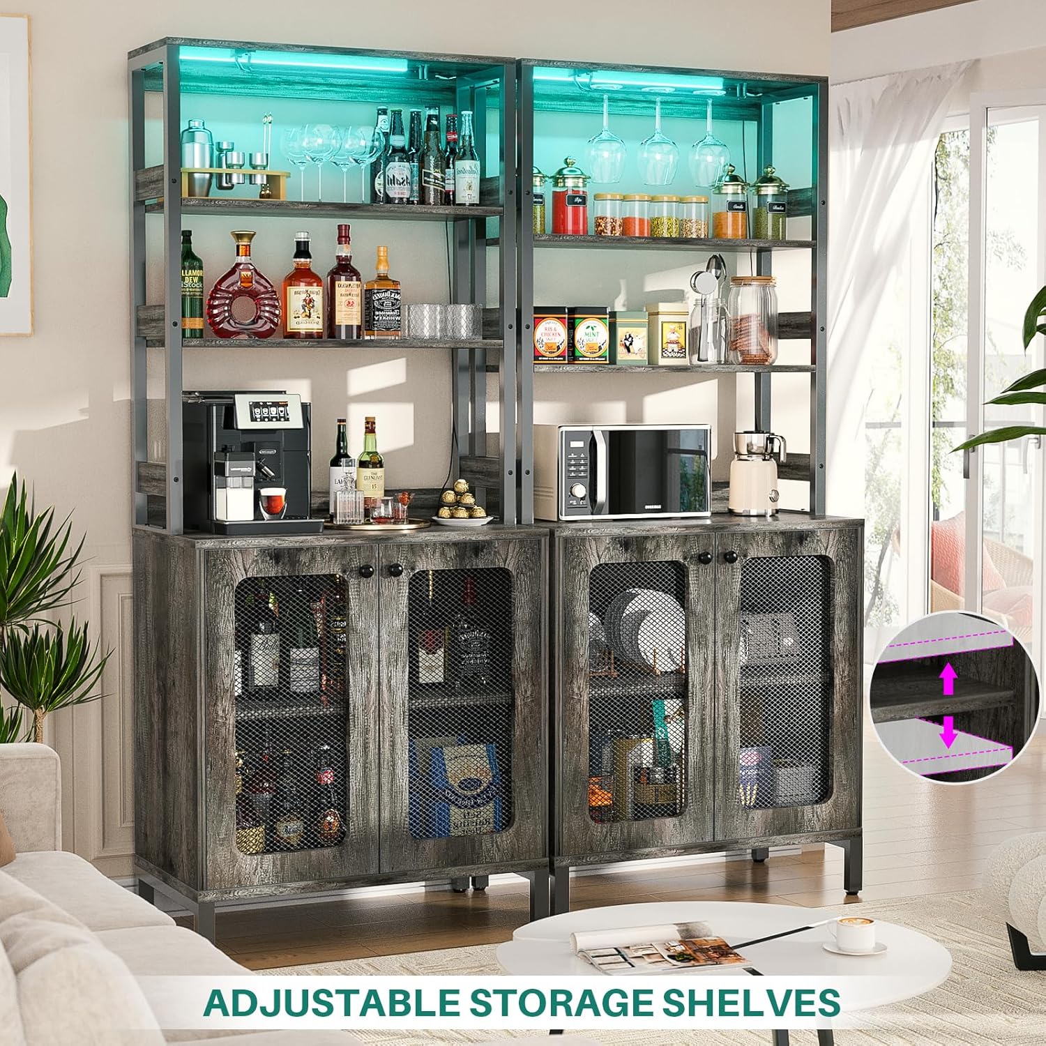 Adjustable storage shelves feature